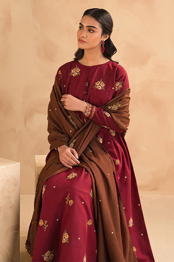 EMBROIDERED 3PC UNSTITCHED LAWN DRESS WITH EMBROIDERED DUPATTA D-132