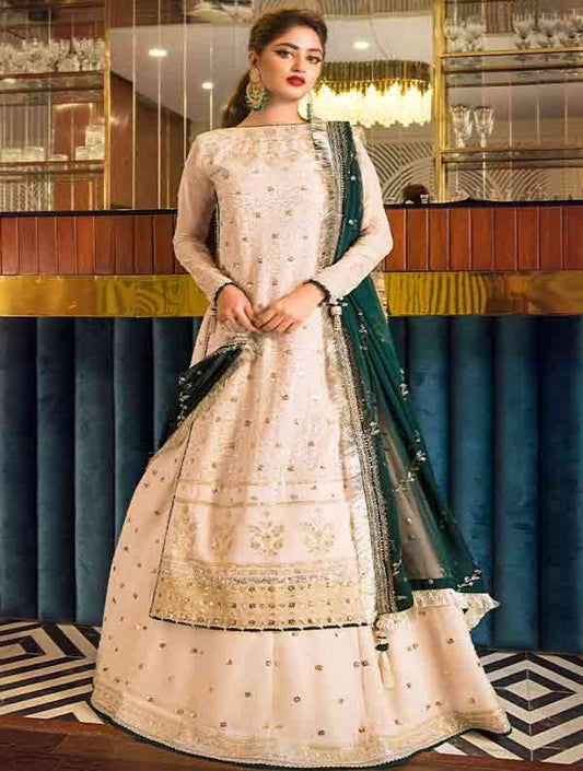 3PC SILK EMBROIDERED DRESS SHIFFON EMBROIDERED DUPATTA D-272