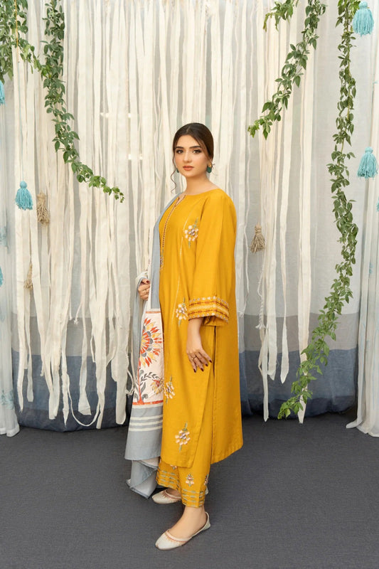 3pc Embroidered UnStiched Dress With Printed Dupatta D-121