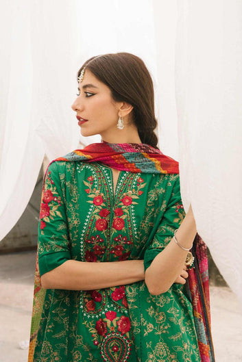 3pc Mareena Embroidered UnStiched Dress With Printed Wool Shawl D-218
